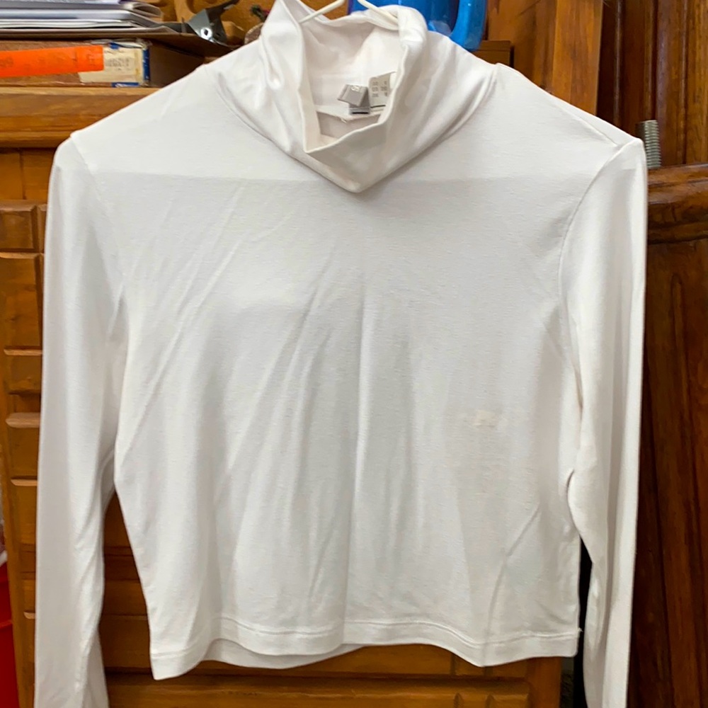 Cropped long sleeve mock turtleneck